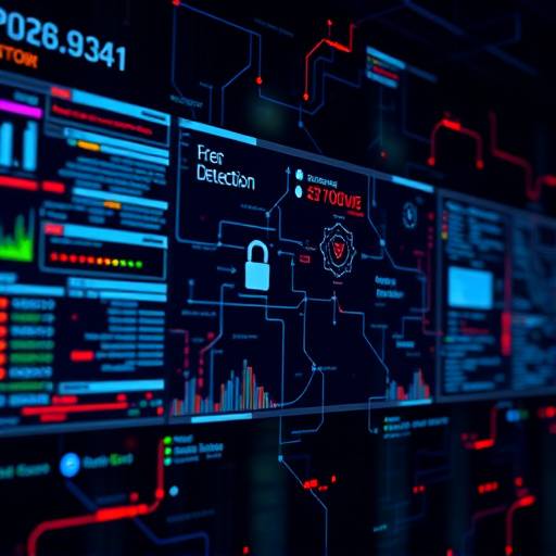 Visual representation of network threat detection with alerts and security analytics.